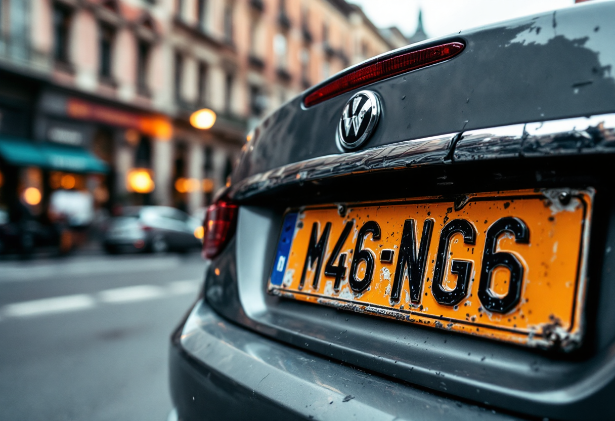 Immagine di una targa automobilistica manomessa