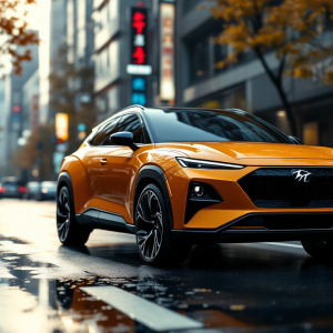Subaru Rex e-Smart Hybrid in un paesaggio urbano giapponese