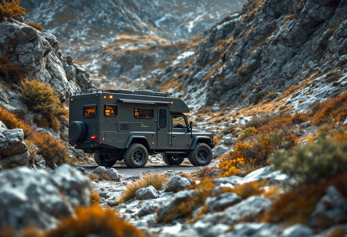 Camper Sunlight IBEX 4x4 in un paesaggio avventuroso