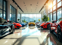 Auto di lusso in esposizione nel mercato 2024