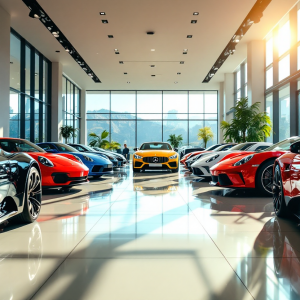 Auto di lusso in esposizione nel mercato 2024