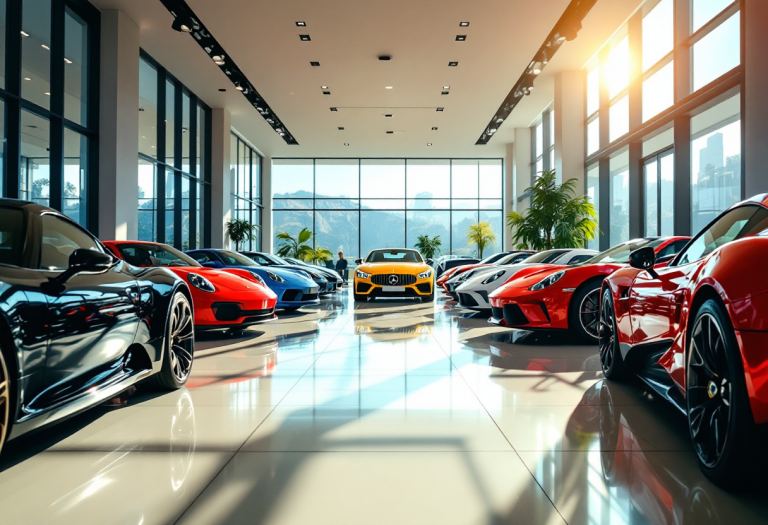 Auto di lusso in esposizione nel mercato 2024