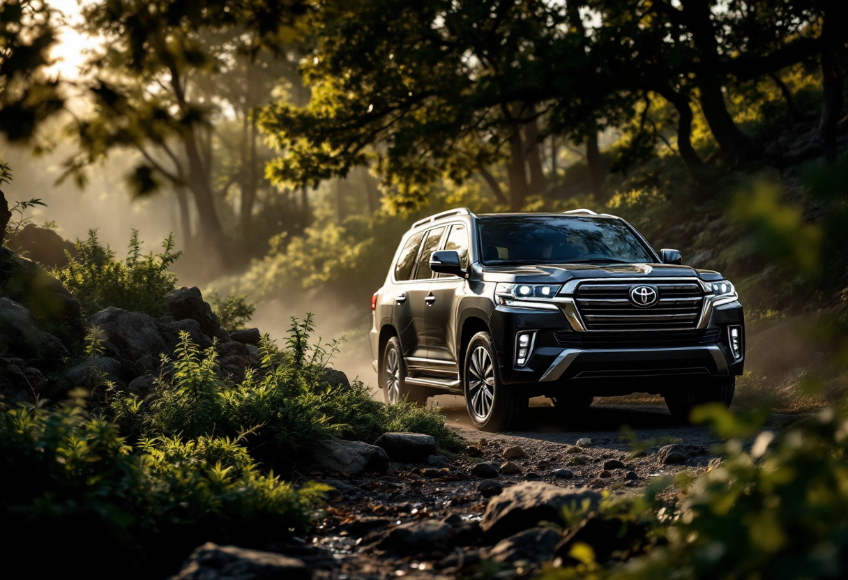 Toyota Land Cruiser Hybrid 48V in un paesaggio urbano