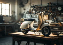 Vespa Officina 8 in primo piano, simbolo di innovazione