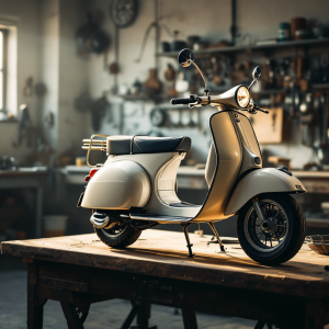 Vespa Officina 8 in primo piano, simbolo di innovazione